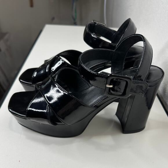 Jeffrey Campbell Amma Platform Slingback Black Sandal Chunky Heels 7.5 - Picture 4 of 16